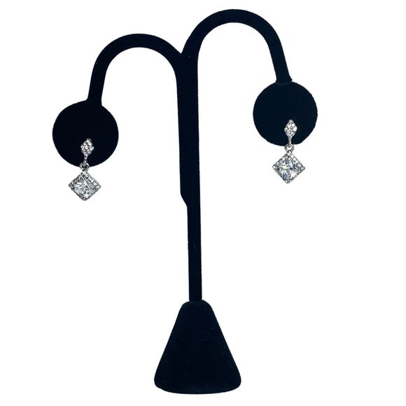 Cubic Zirconia Earrings Drop Stud - Picture 4 of 4